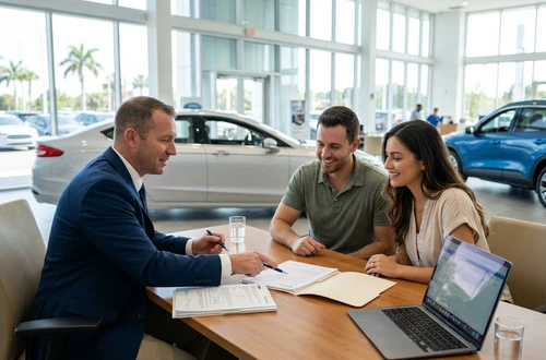 Customer getting answers about their car loan